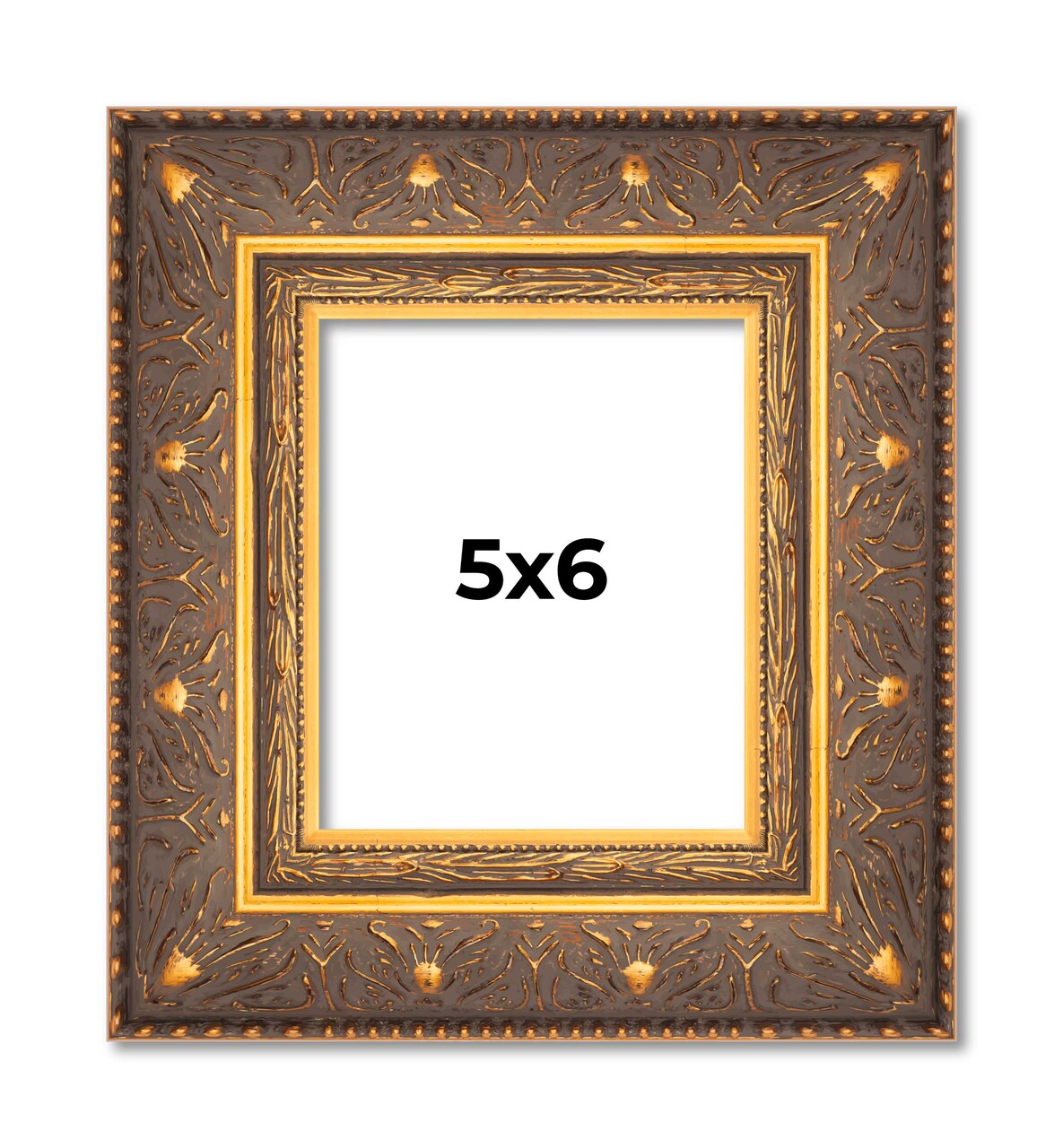 Photo Size Museum Gold Picture Frame - UV Acrylic, Foam Board Backing, Hanging Hardware